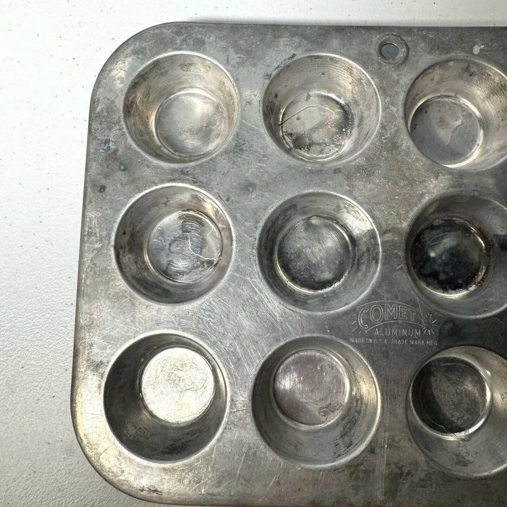 Vintage‎ Retro Baking, COMET Aluminum 12 Mini Muffin Tray, Made in the USA